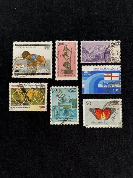 Lot of 59 Used Indian Stamps 1960s-1970s Monarchs & Buildings