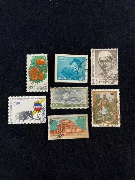 Lot of 59 Used Indian Stamps 1960s-1970s Monarchs & Buildings