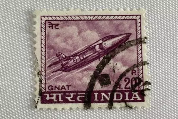 1967 Indian Purple Gnat Plane Stamp Scott 413 Used - Good Condition