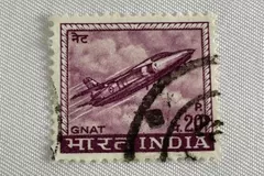 1967 Indian Purple Gnat Plane Stamp Scott 413 Used - Good Condition
