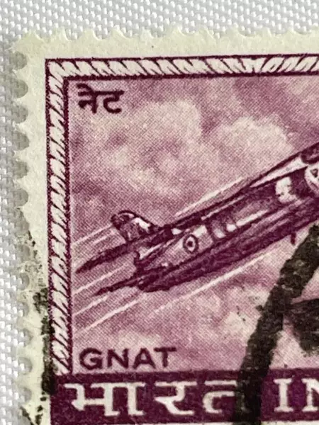 1967 Indian Purple Gnat Plane Stamp Scott 413 Used - Good Condition