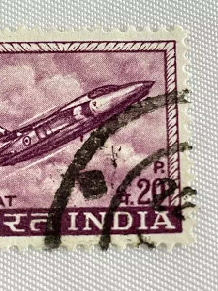 1967 Indian Purple Gnat Plane Stamp Scott 413 Used - Good Condition