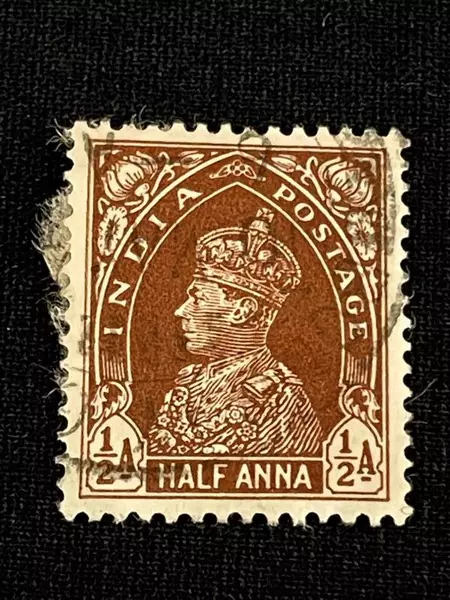 Colonial India King George VI Half Anna Stamp Used Brown 1937-1938 Collectible