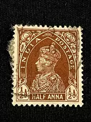 Colonial India King George VI Half Anna Stamp Used Brown 1937-1938 Collectible