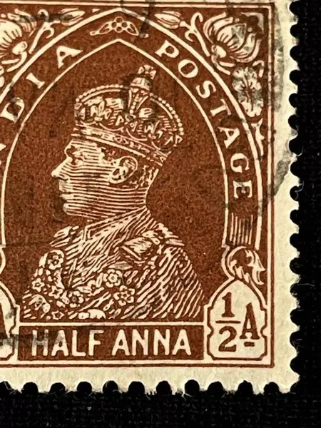 Colonial India King George VI Half Anna Stamp Used Brown 1937-1938 Collectible