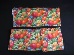 Lot of 2 Handmade Fruit Pattern Valances Red Orange Yellow Window Decor