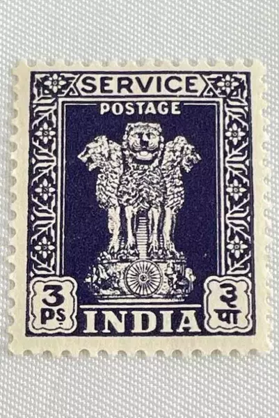 1950s India Asoka Pillar 3Ps Mint Never Hinged Blue Postage Stamp