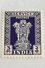 1950s India Asoka Pillar 3Ps Mint Never Hinged Blue Postage Stamp