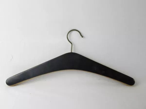 Vtg Wood Faux Leather Padded Hanger 17.5" Twisted Bronze Hook