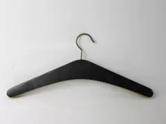 Vtg Wood Faux Leather Padded Hanger 17.5" Twisted Bronze Hook