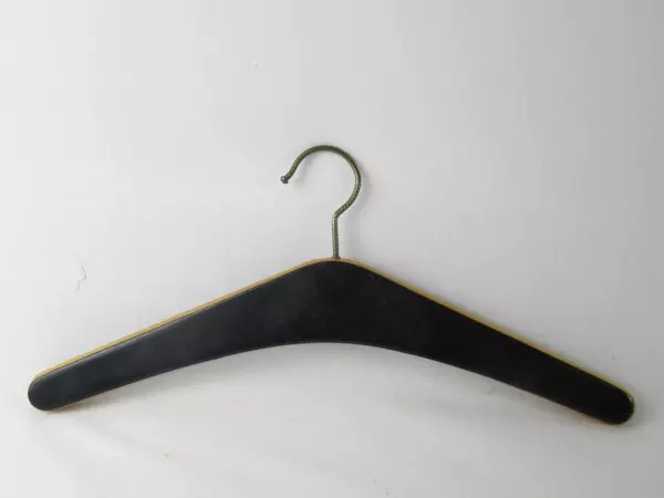 Vtg Wood Faux Leather Padded Hanger 17.5" Twisted Bronze Hook