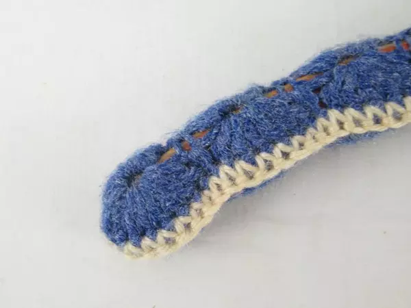 Vintage Georg Munch Kunzelsau Crochet Wood Hanger with Metal Hook 17.5"