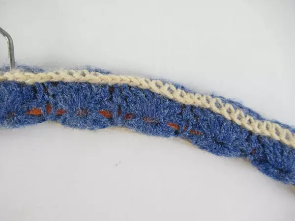 Vintage Georg Munch Kunzelsau Crochet Wood Hanger with Metal Hook 17.5"