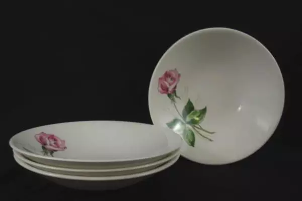 Lot Of 4 Vintage Knowles Tea Rose Porcelain Fruit Bowls X 2240 0 Single Stem 