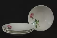 Lot Of 4 Vintage Knowles Tea Rose Porcelain Fruit Bowls X 2240 0 Single Stem 