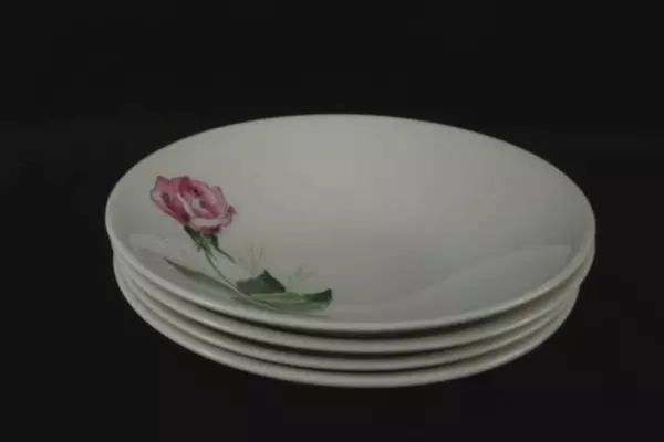 Lot Of 4 Vintage Knowles Tea Rose Porcelain Fruit Bowls X 2240 0 Single Stem 