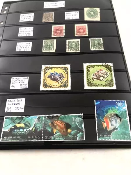 Lot of 16 Rare Used Stamps Canada Mongolia Mexico China Upper Volta 1900s