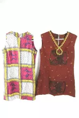 Lot of 2 Handmade Ethnic Geometric Sleeveless Dresses Women's Size S