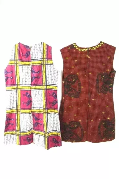 Lot of 2 Handmade Ethnic Geometric Sleeveless Dresses Women's Size S