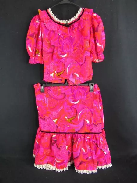 Handmade Women's Square Dance Dress Set Unfinished Craft Red Pink Purple
