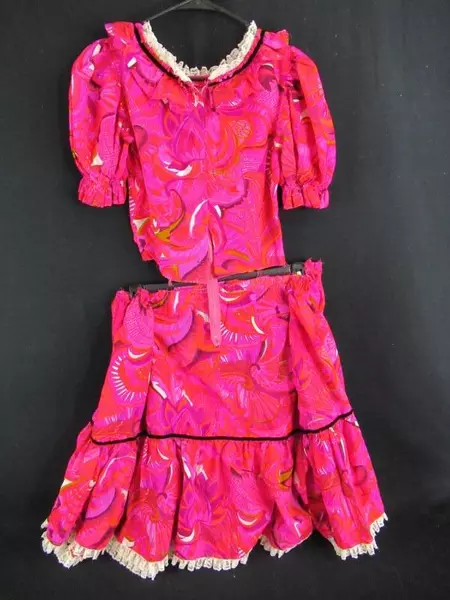Handmade Women's Square Dance Dress Set Unfinished Craft Red Pink Purple