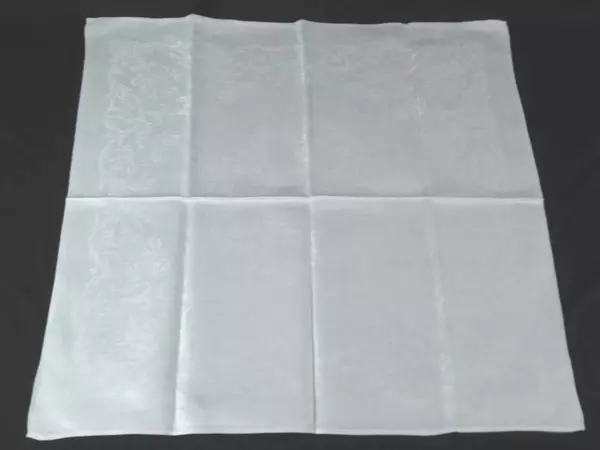 Lot of 2 Elegant White Floral Sateen Napkins 21" for Formal Dining
