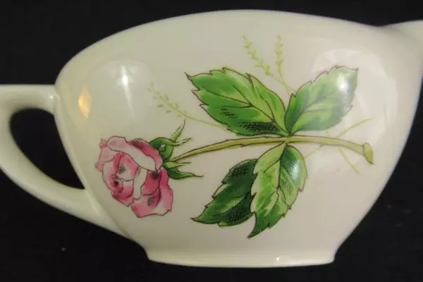 Vintage Knowles Tea Rose Porcelain Creamer X-2240-0 7" Long Floral Design