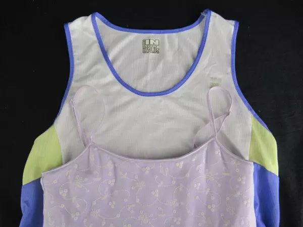 Lot of 2 Women's Tops XL Sleeveless Purple Floral White Mesh In Sport Energie