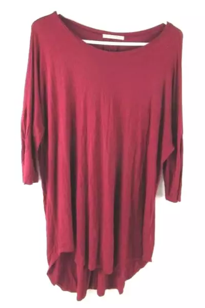 Lot 2 Active USA Asymmetrical Long Sleeve Tops Women's Medium Burgundy Brown
