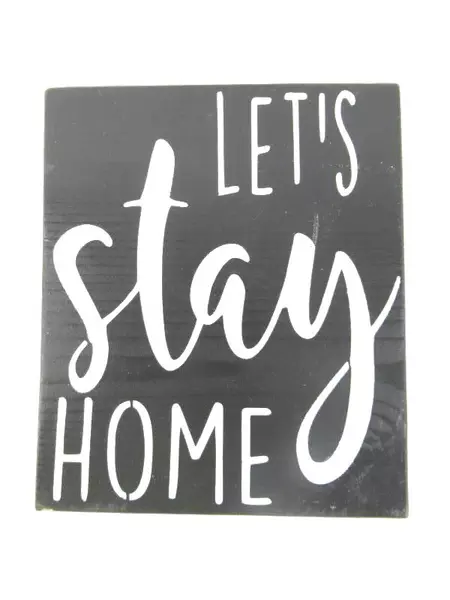 RiOak "Let's Stay Home" Farmhouse Wall Plaque Decor - Rustic Charm 7"x6"