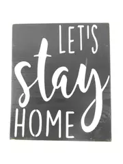 RiOak "Let's Stay Home" Farmhouse Wall Plaque Decor - Rustic Charm 7"x6"