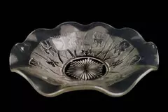 Vintage Jeannette Glass Iris And Herringbone Nine And A Half Inch Salad Bowl