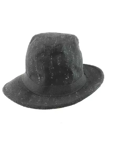 Vintage Men's Small Homburg Hat Black Striped Wool Wide Brim USA Made