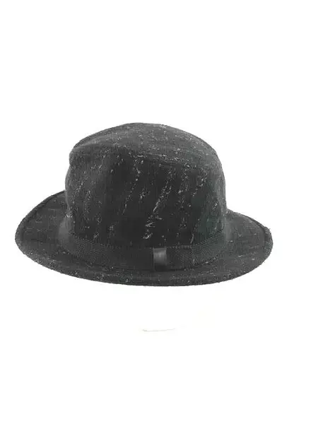 Vintage Men's Small Homburg Hat Black Striped Wool Wide Brim USA Made