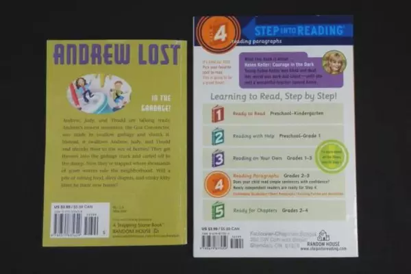 2 Step Into Reading Books: Helen Keller & Andrew Lost in Garbage Lot of 2