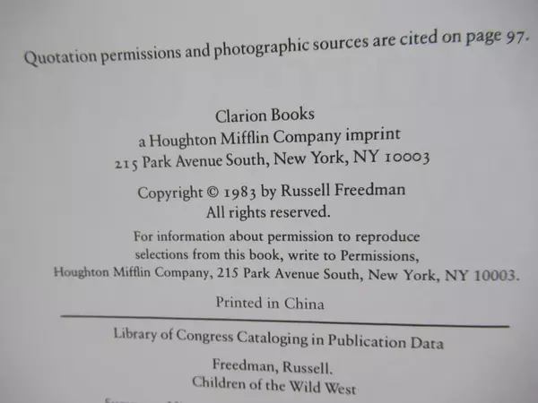 Vintage "Children of the Wild West" by Russell Freedman PB 1983 Houghton Mifflin