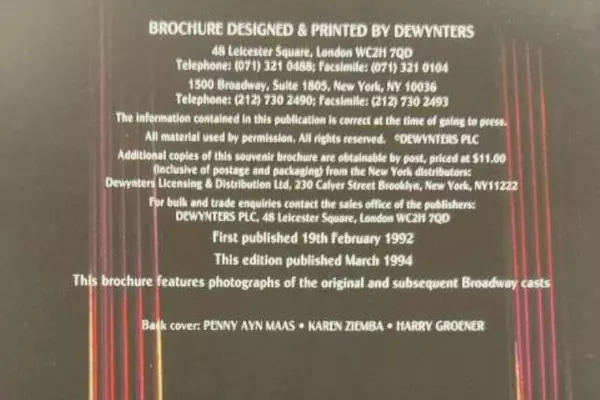 Crazy for You Gershwin Musical Comedy Program 1994 - Good Condition Collectible