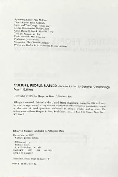 Culture, People, Nature by Marvin Harris 1965 Edition Good Condition