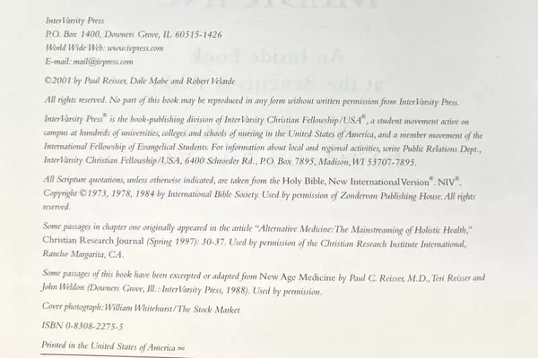 Examining Alternative Medicine Benefits & Risks by Reisser & Mabe 2001