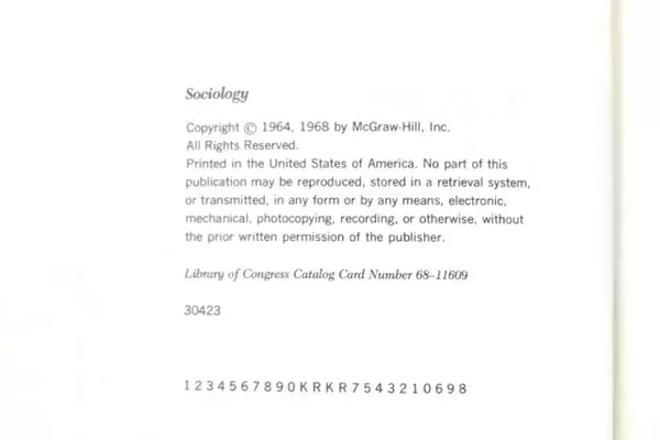 Sociology by Horton & Hunt 2nd Edition Hardcover McGraw-Hill 1968 Good Condition