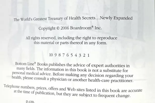 The World's Greatest Treasury of Health Secrets Book by Bottom Line, 2009