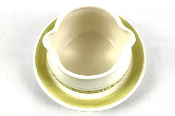 Vintage Franciscan Hacienda Gravy Boat & Underplate Green Beige 33-74