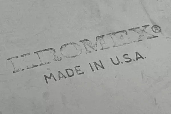 Kromex Vintage Oval Serving Tray Gold Handles USA Metal 14.5" Good Condition