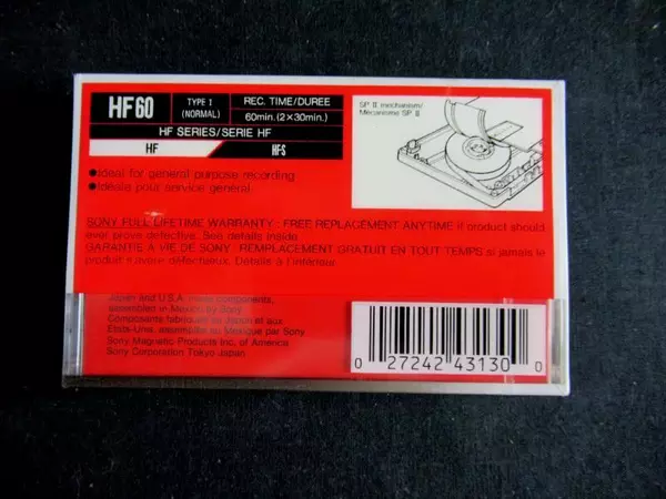 Sony 60 HF Normal Bias Type 1 Cassette Tape 90 Mins - New & Sealed