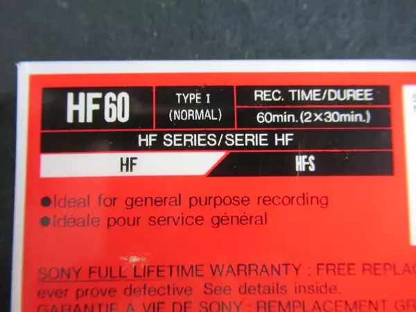Sony 60 HF Normal Bias Type 1 Cassette Tape 90 Mins - New & Sealed