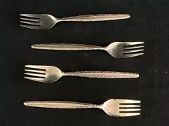 Set of 4 Riviera Stainless Steel Salad Forks Livorno Pattern Japan