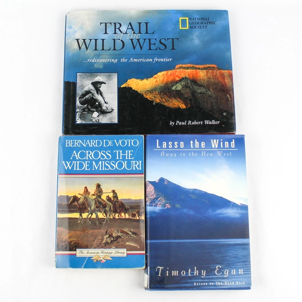 Lot of 3 Western Books: Across the Wide Missouri, Lasso the Wind & More