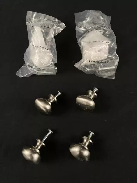 Lot of 6 Bronze Brushed Metal Cabinet Drawer Knobs with Screws