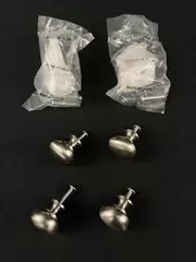 Lot of 6 Bronze Brushed Metal Cabinet Drawer Knobs with Screws