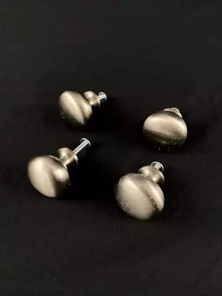 Lot of 6 Bronze Brushed Metal Cabinet Drawer Knobs with Screws